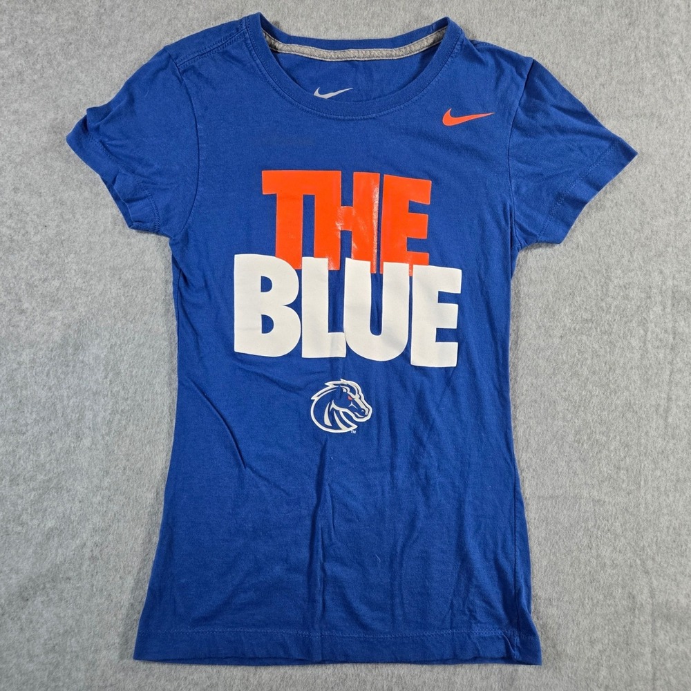 Nike Boise State Broncos The Blue T-Shirt Womens XS Blue Slim Fit Graphic Tee